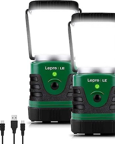Lighting EVER 1000LM LED Camping Lantern Rechargeable, 4400mAh Power Bank, Camping Essential with 4 Light Modes, IP44 Waterproof Lantern Flashlight for Hurricane Emergency, Hiking, USB Cable Included